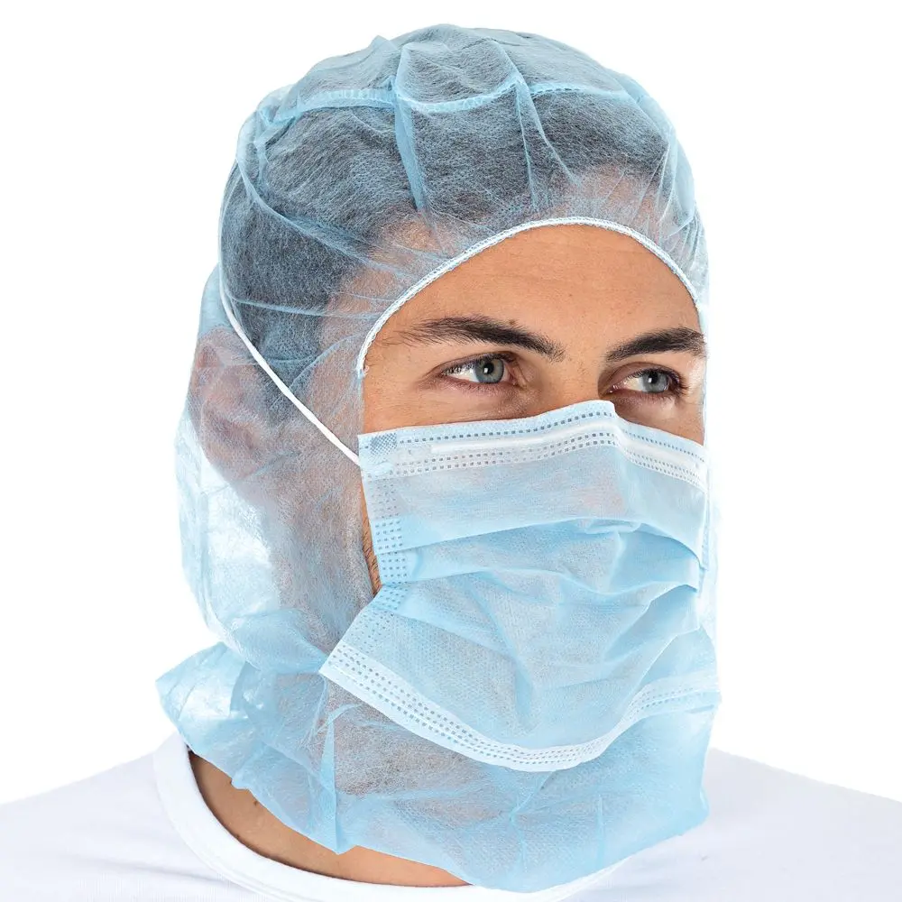 Blue astronaut cap with integrated face mask – 100 pcs.