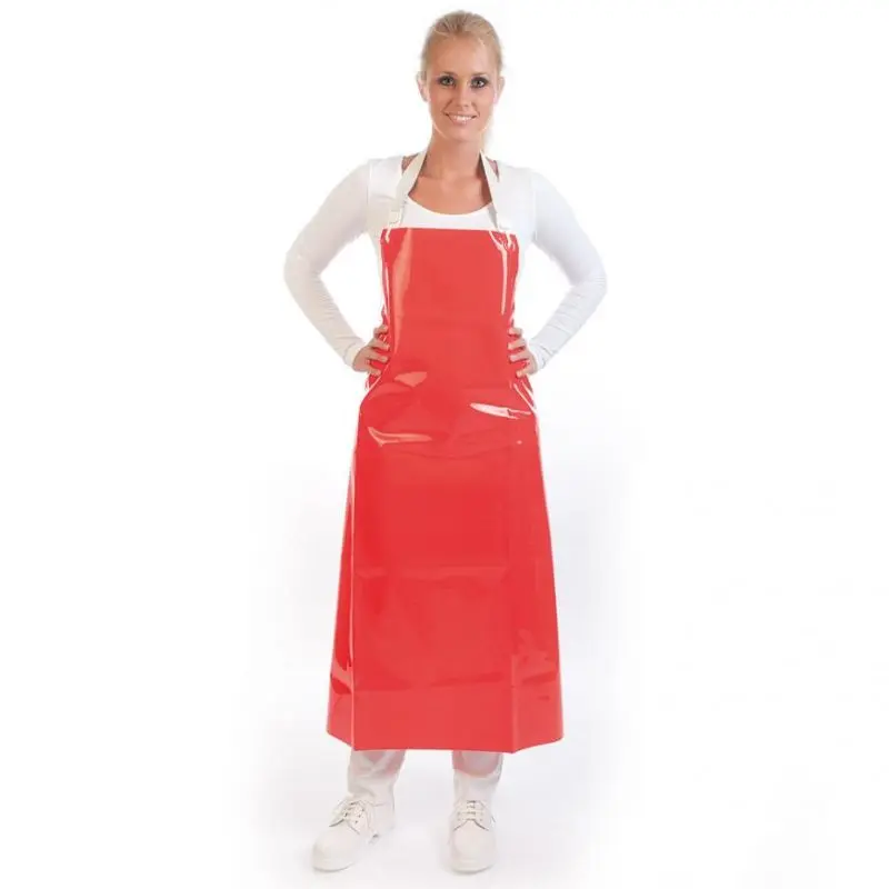 PU bib apron 130x90cm rood