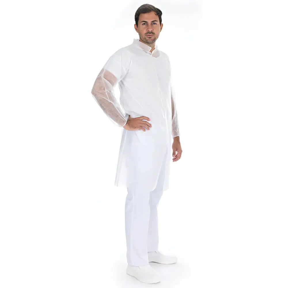 Veste pour visiteurs blanc 30g/m2 bouton poussoir XL