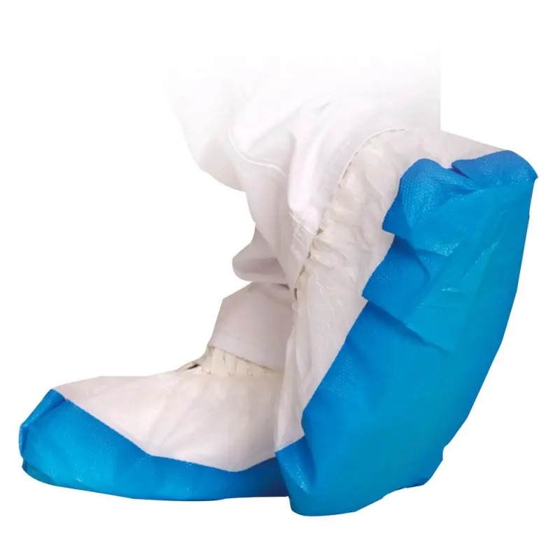 Couvre chaussures semelle blanc/bleu CPE (50pcs)