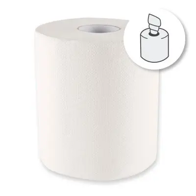 Rouleaux d'essuie-tout, 1 pli cellulose, dévidage central (6pcs)