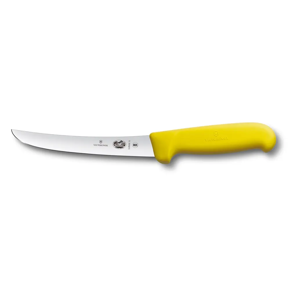 Uitbeenmes gebogen 15cm geel