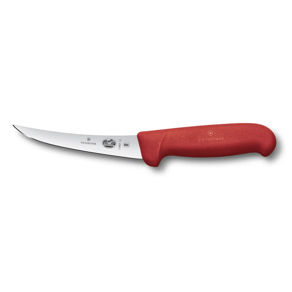 Uitbeenmes gebogen smal 12cm rood