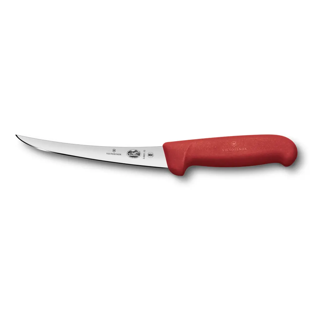 Uitbeenmes gebogen smal 15cm rood