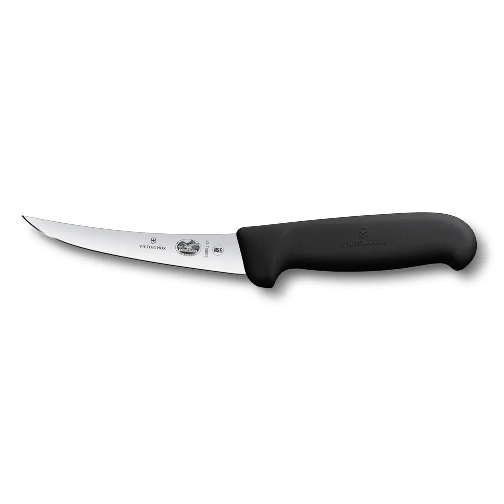 Uitbeenmes gebogen smal 12 cm zwart