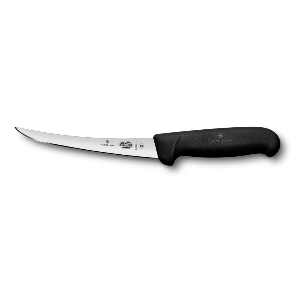 Uitbeenmes gebogen smal 15cm zwart