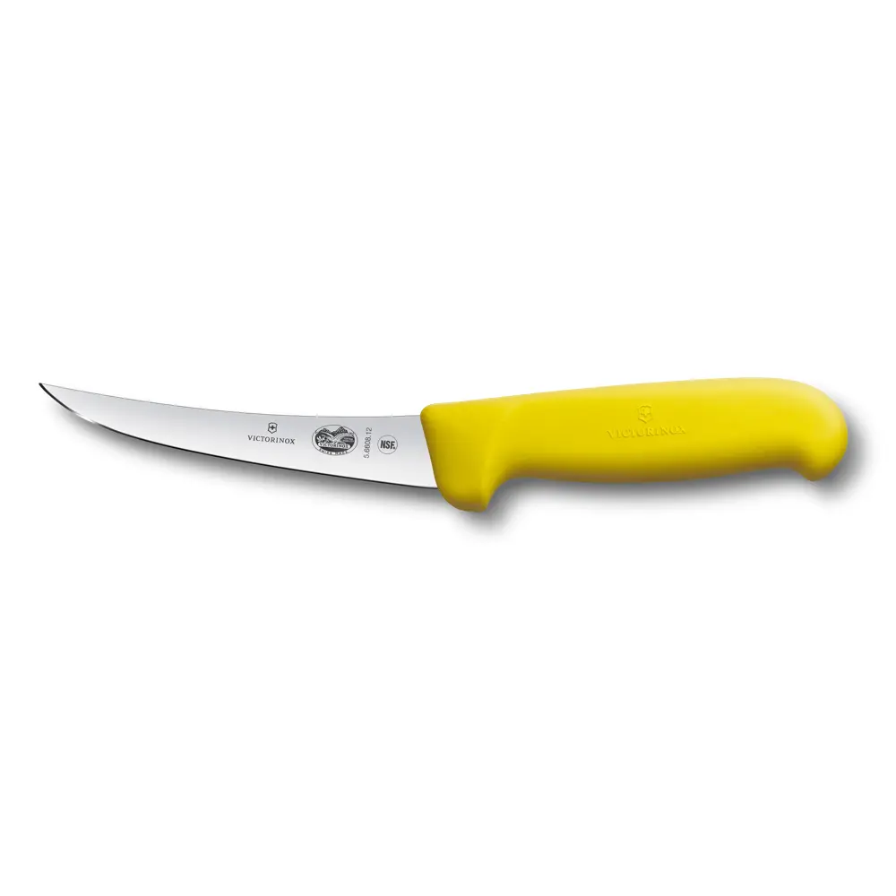 Uitbeenmes gebogen smal 12cm geel