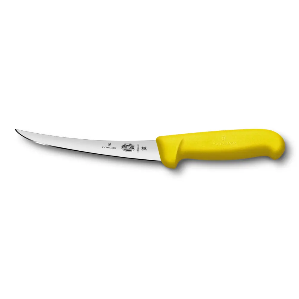 Uitbeenmes gebogen smal 15cm geel