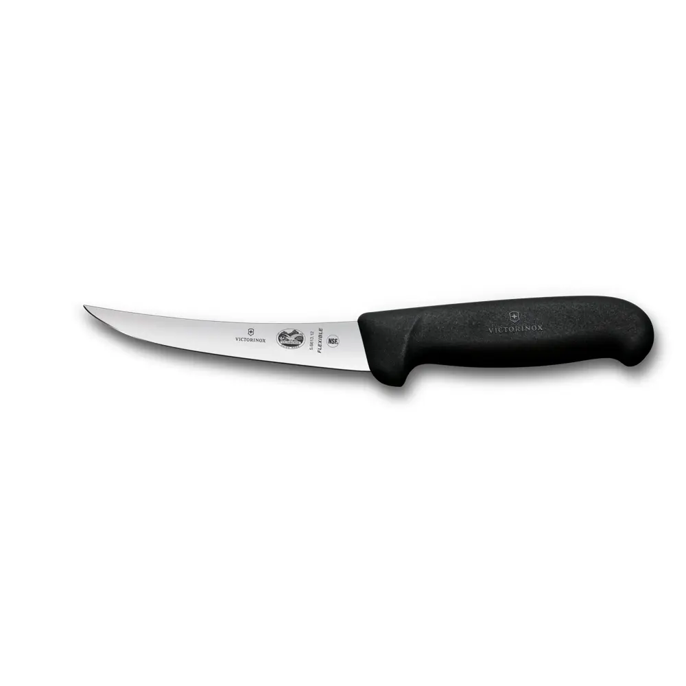 Uitbeenmes gebogen 12cm flexibel, zwart