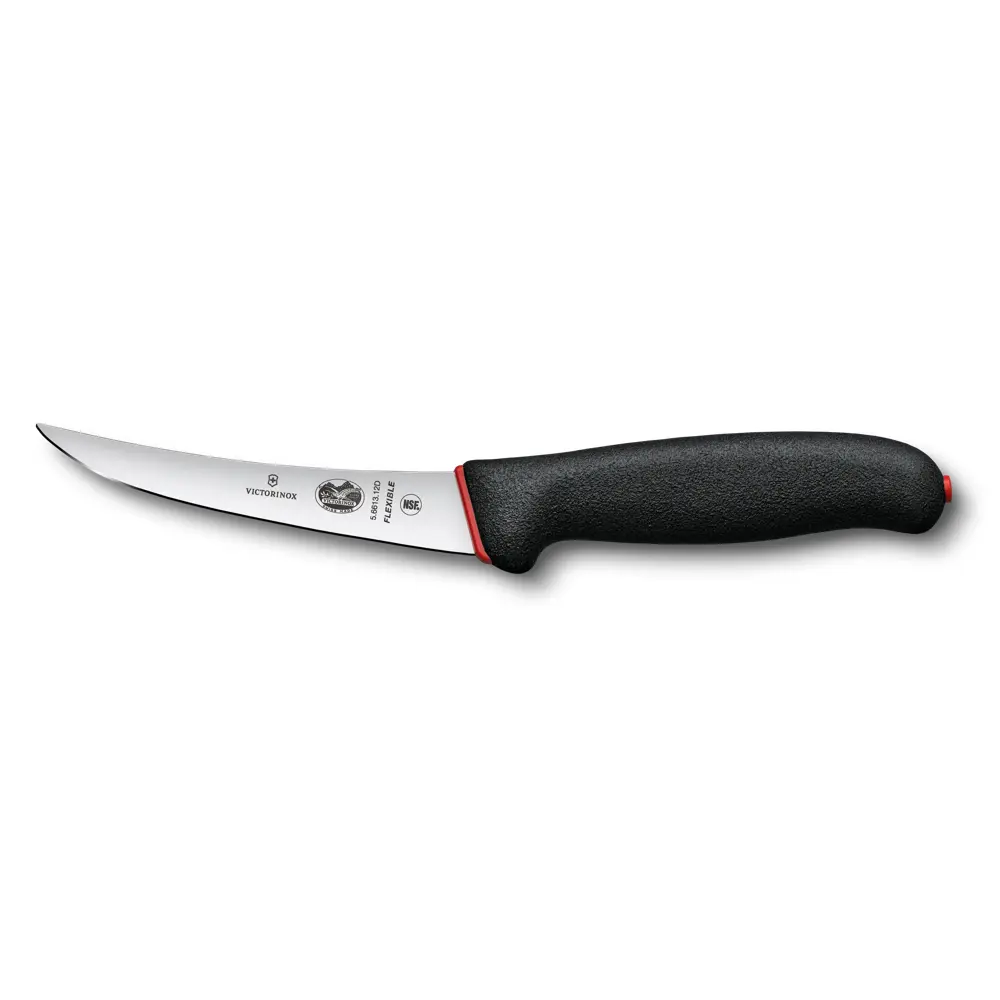 Uitbeenmes gebogen 12cm flexibel, dual grip, zwart