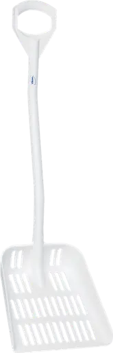 Ergonomische schop met afvoergaatjes, 1145mm, wit