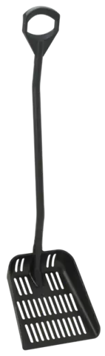 Ergonomische schop met afvoergaatjes, 1310mm, zwart