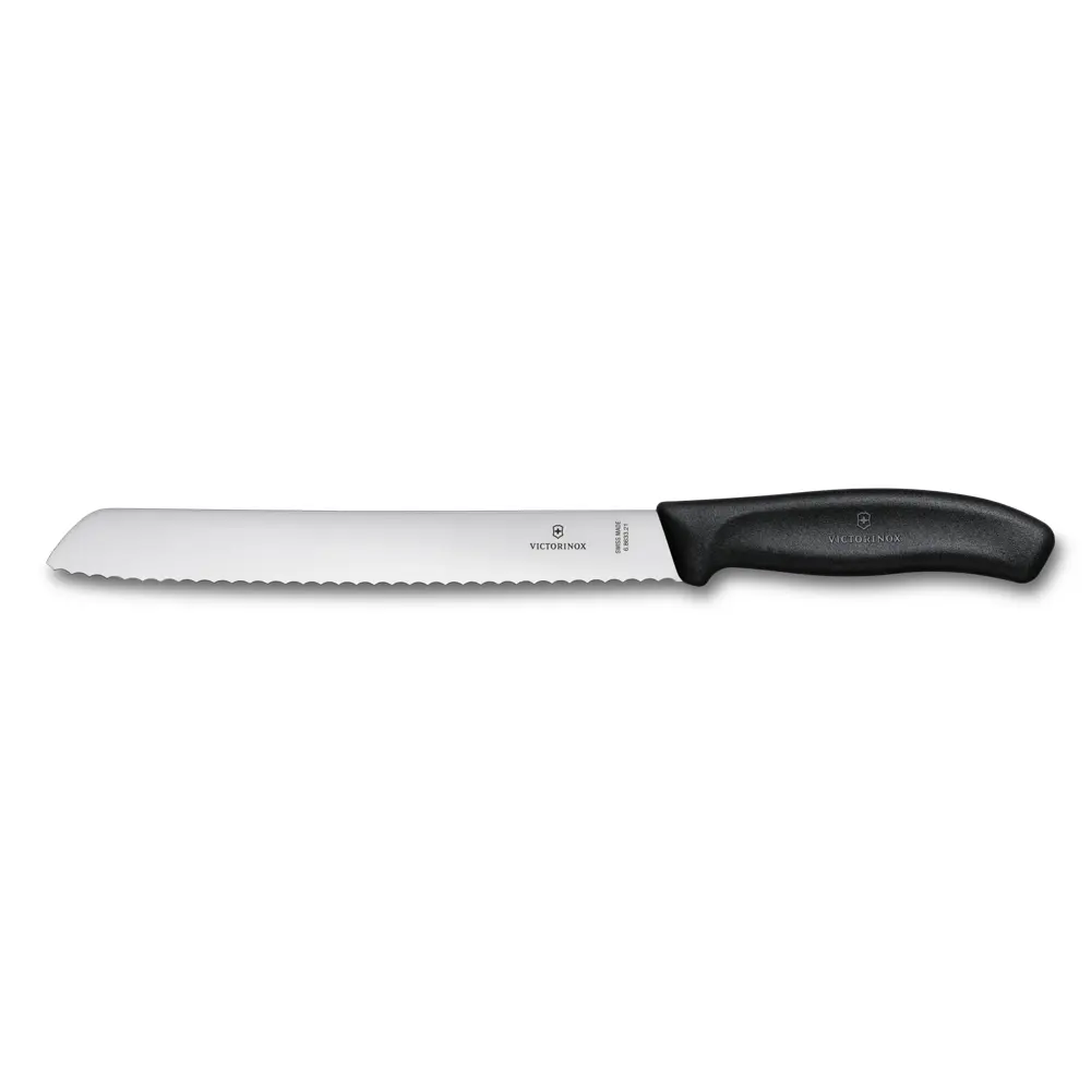 Bread knife wavy edge 21cm black blister