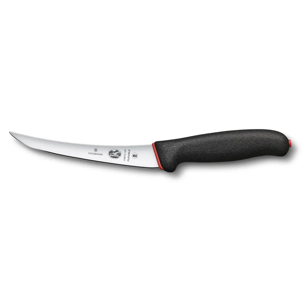 Uitbeenmes gebogen 15cm flexibel, dual grip, zwart 