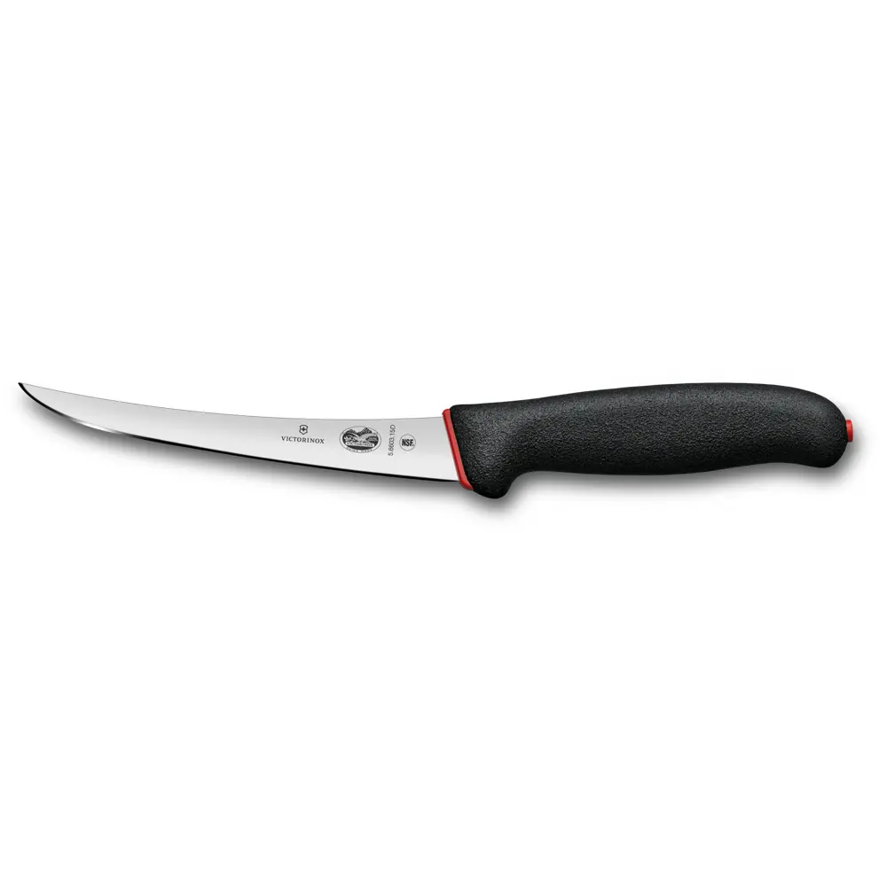 Uitbeenmes gebogen smal 15cm zwart, dual grip