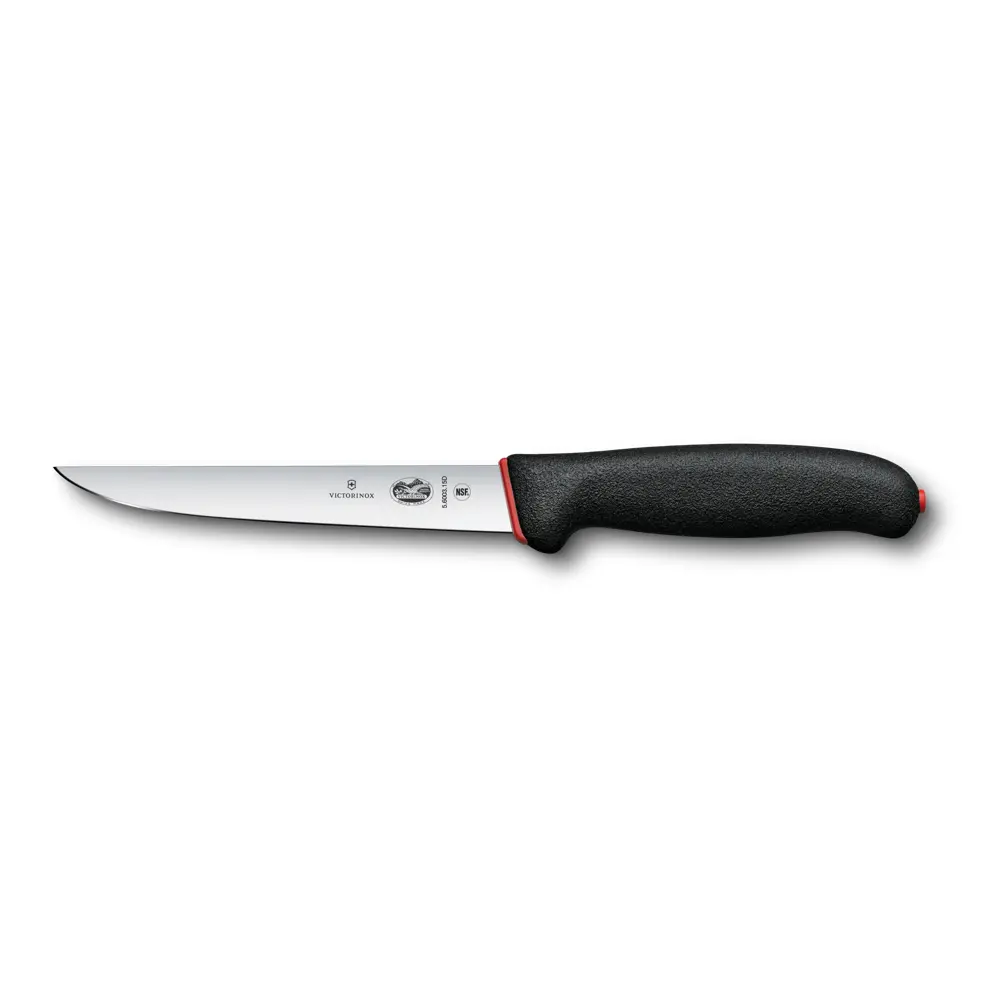 Straight boning knife 15cm black, dual grip